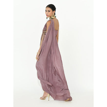 Rishi & Vibhuti Mauve Vivi Maxi Drape Dress