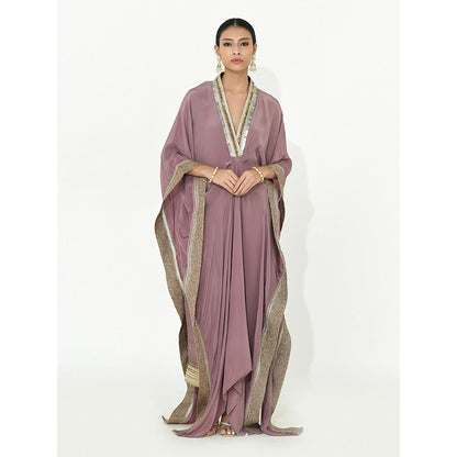 Rishi & Vibhuti Mauve Ivy Kaftan with Pant (Set of 2)