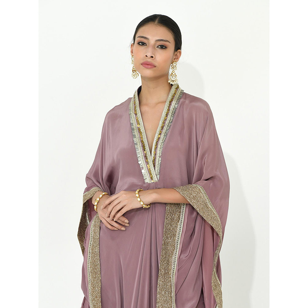 Rishi & Vibhuti Mauve Ivy Kaftan with Pant (Set of 2)