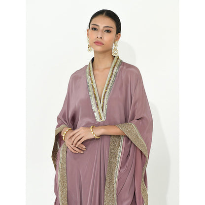 Rishi & Vibhuti Mauve Ivy Kaftan with Pant (Set of 2)