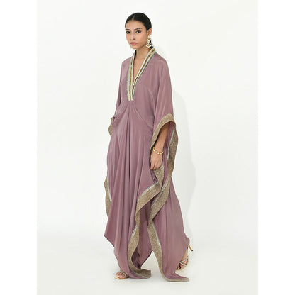 Rishi & Vibhuti Mauve Ivy Kaftan with Pant (Set of 2)
