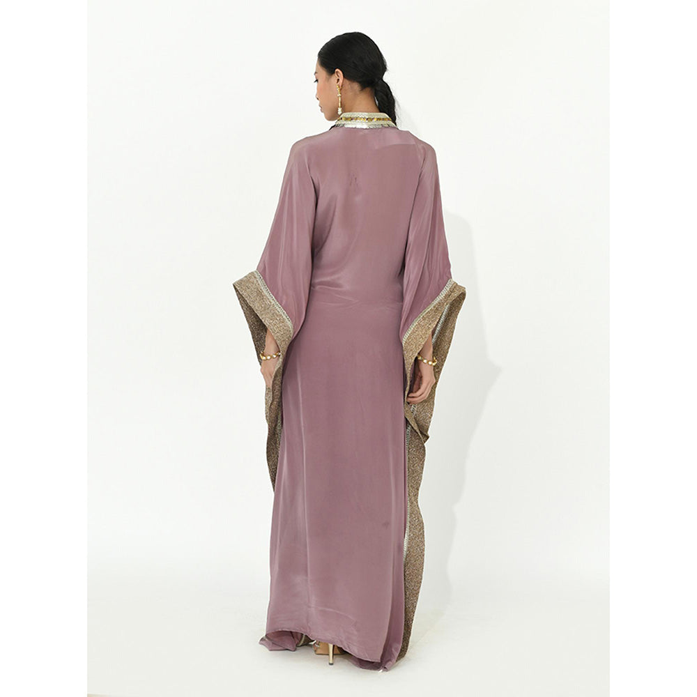 Rishi & Vibhuti Mauve Ivy Kaftan with Pant (Set of 2)