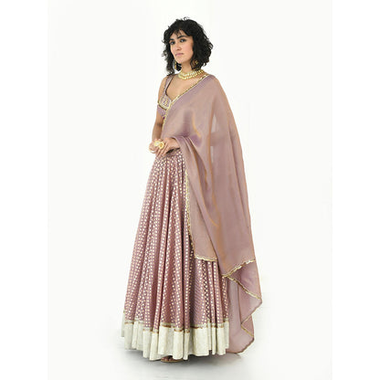 Rishi & Vibhuti Mauve Moondust Lehenga with Blouse and Dupatta (Set of 3)