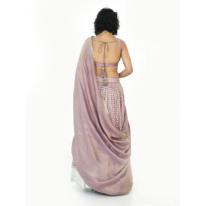 Rishi & Vibhuti Mauve Moondust Lehenga with Blouse and Dupatta (Set of 3)