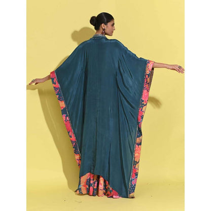 Rishi & Vibhuti Teal Kaftan with Sharara (Set of 2)