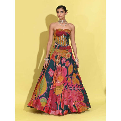 Rishi & Vibhuti Multi-Colour Gezzy Blouse with Lehenga (Set of 2)