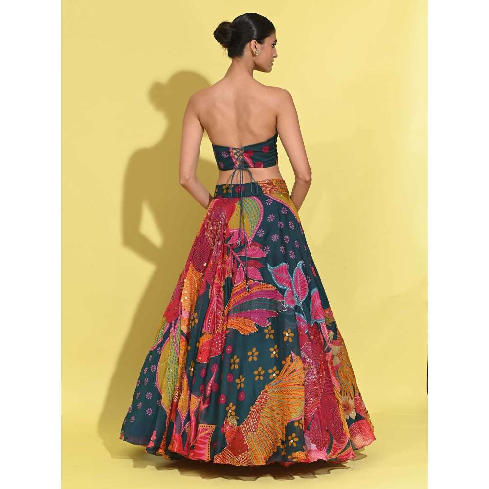 Rishi & Vibhuti Multi-Colour Gezzy Blouse with Lehenga (Set of 2)