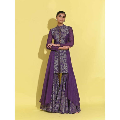 Rishi & Vibhuti Purple Long Tales Kurta with Sharara (Set of 2)
