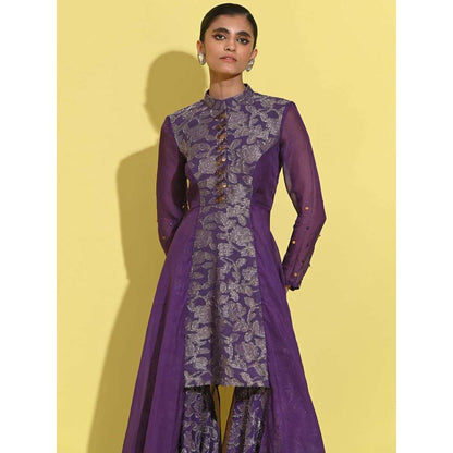 Rishi & Vibhuti Purple Long Tales Kurta with Sharara (Set of 2)