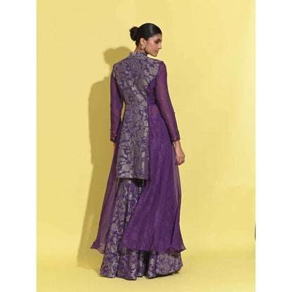 Rishi & Vibhuti Purple Long Tales Kurta with Sharara (Set of 2)