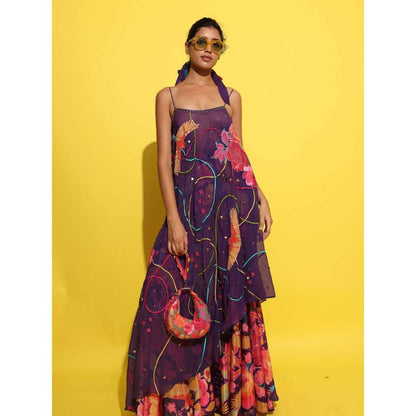 Rishi & Vibhuti Purple Chubut Kurta with Pant (Set of 2)