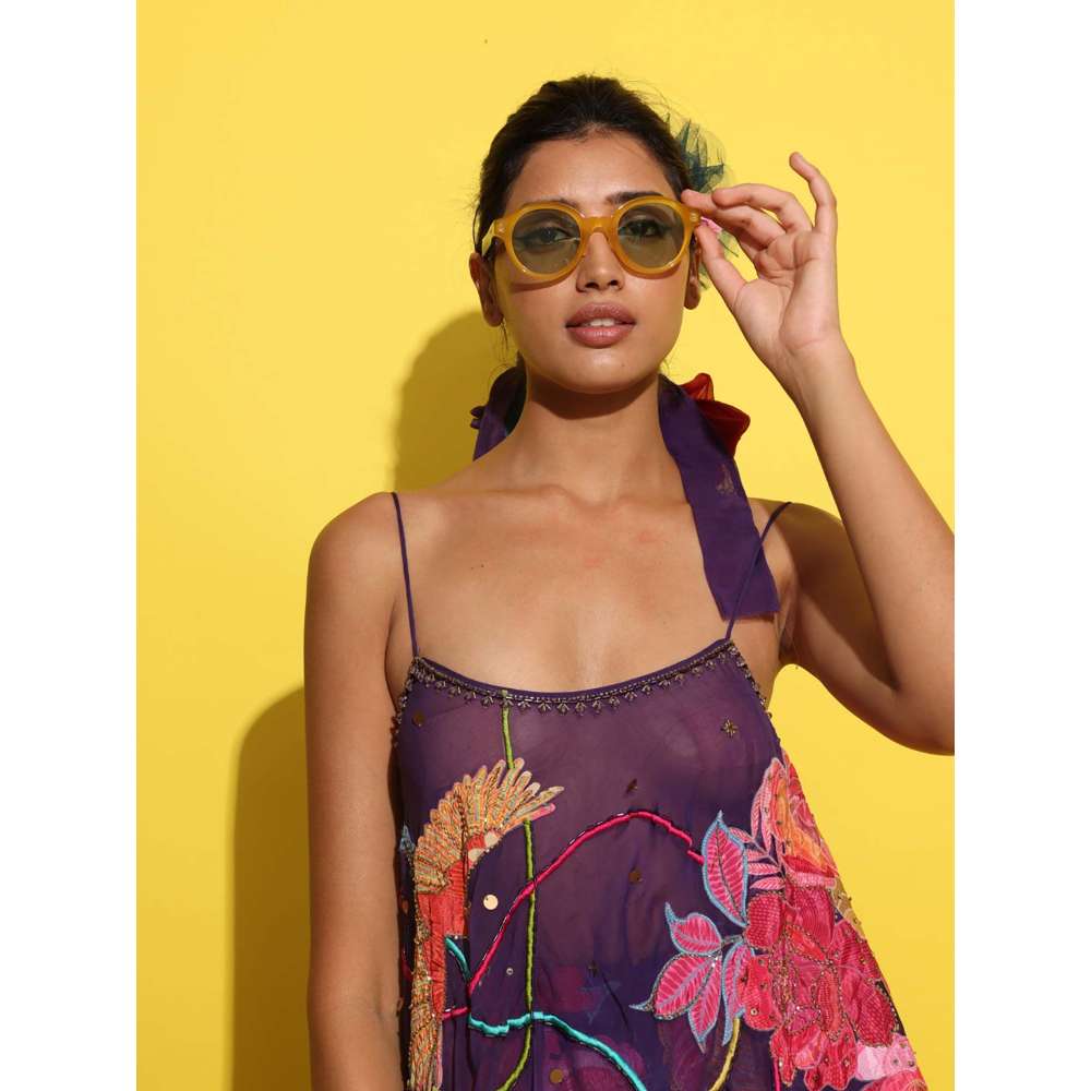 Rishi & Vibhuti Purple Chubut Kurta with Pant (Set of 2)