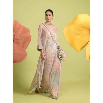 Rishi & Vibhuti Pink Blush Charm Maxi Dress with Inner (Set of 2)
