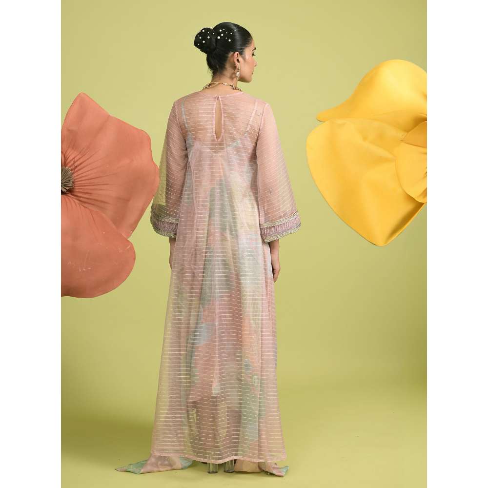 Rishi & Vibhuti Pink Blush Charm Maxi Dress with Inner (Set of 2)