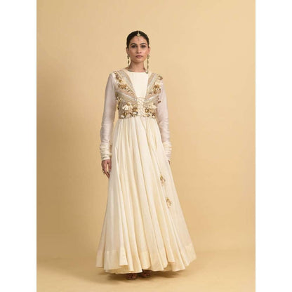 Rishi & Vibhuti Ivory Jahaan Anarkali with Jacket (Set of 2)