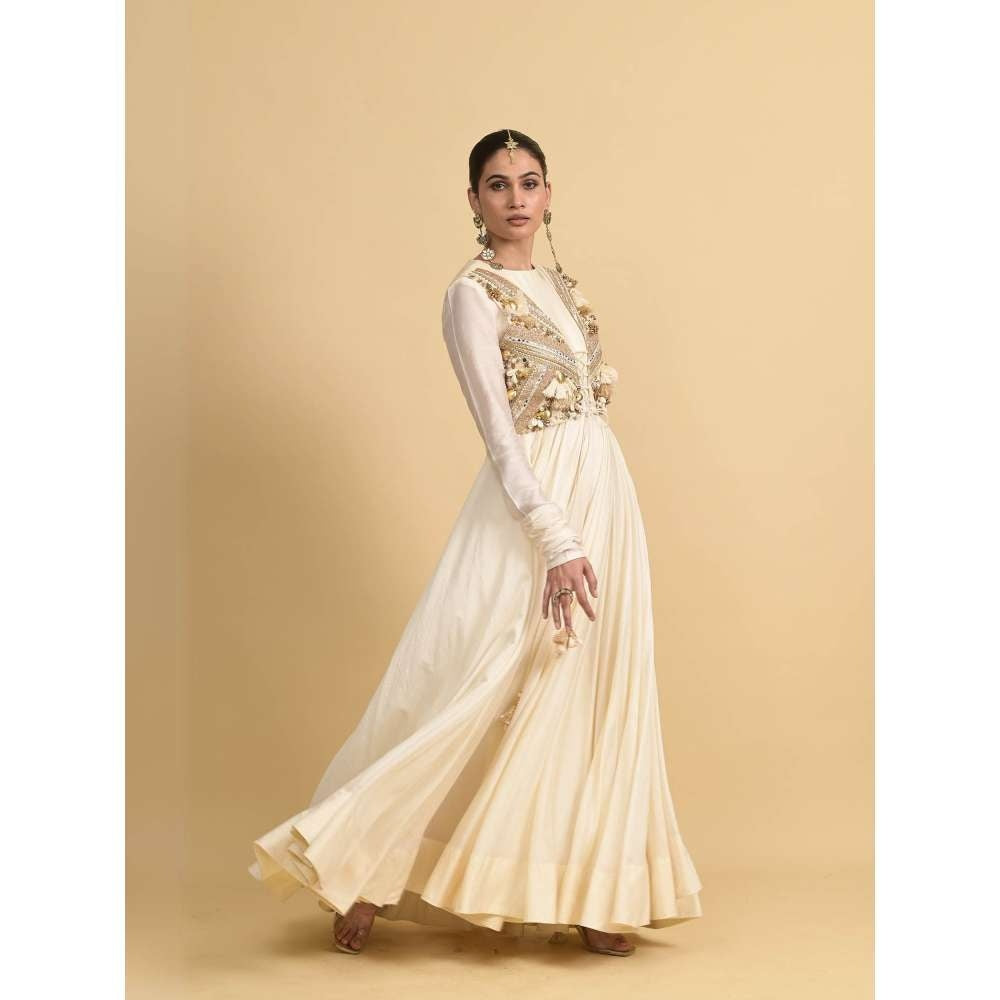 Rishi & Vibhuti Ivory Jahaan Anarkali with Jacket (Set of 2)