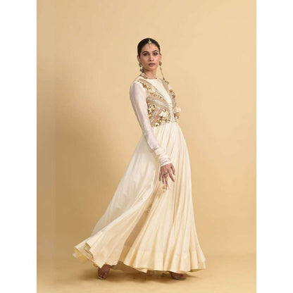 Rishi & Vibhuti Ivory Jahaan Anarkali with Jacket (Set of 2)