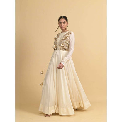 Rishi & Vibhuti Ivory Jahaan Anarkali with Jacket (Set of 2)