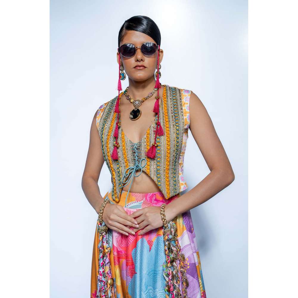 Rishi & Vibhuti Palette Prose Waistcoat and Lehenga