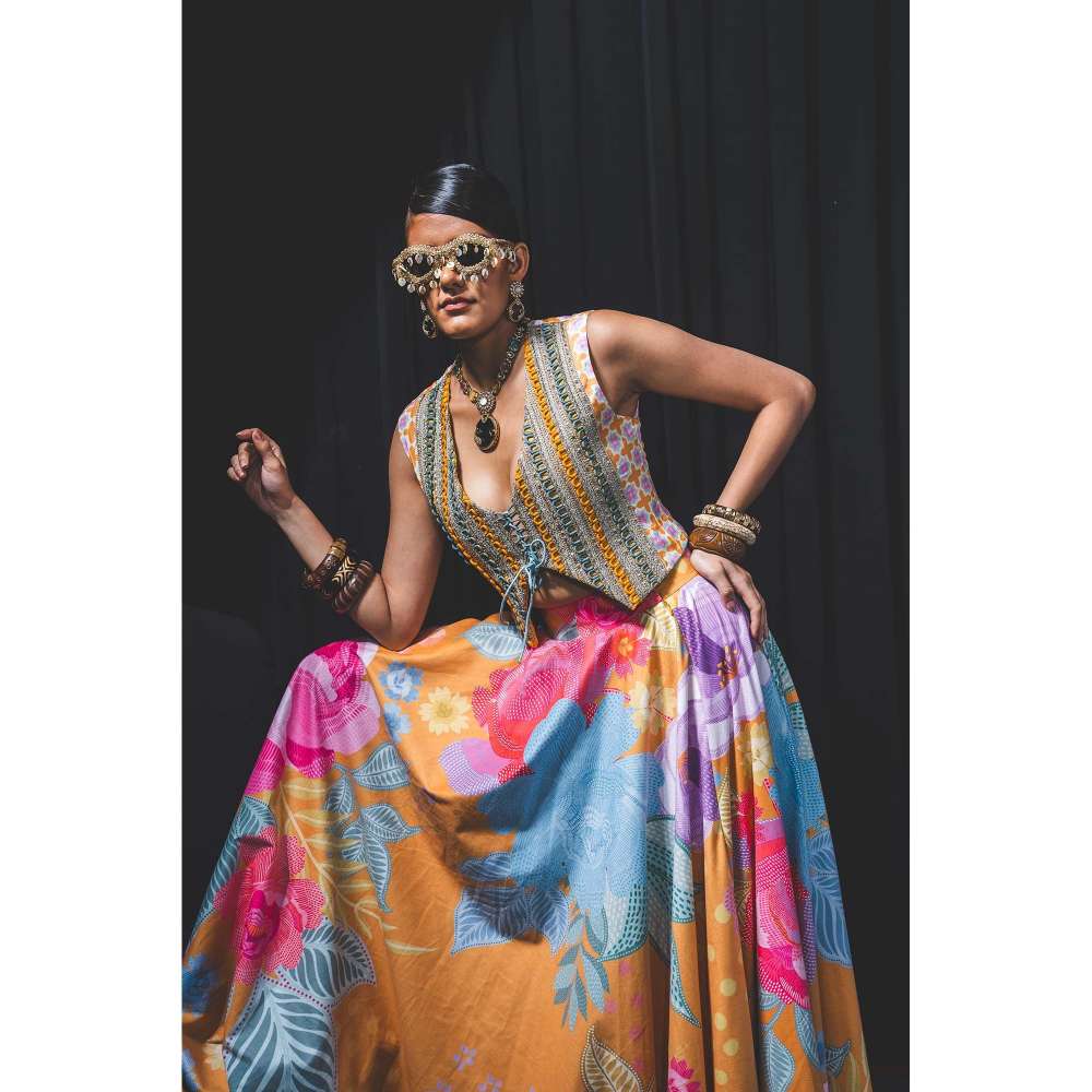 Rishi & Vibhuti Palette Prose Waistcoat and Lehenga