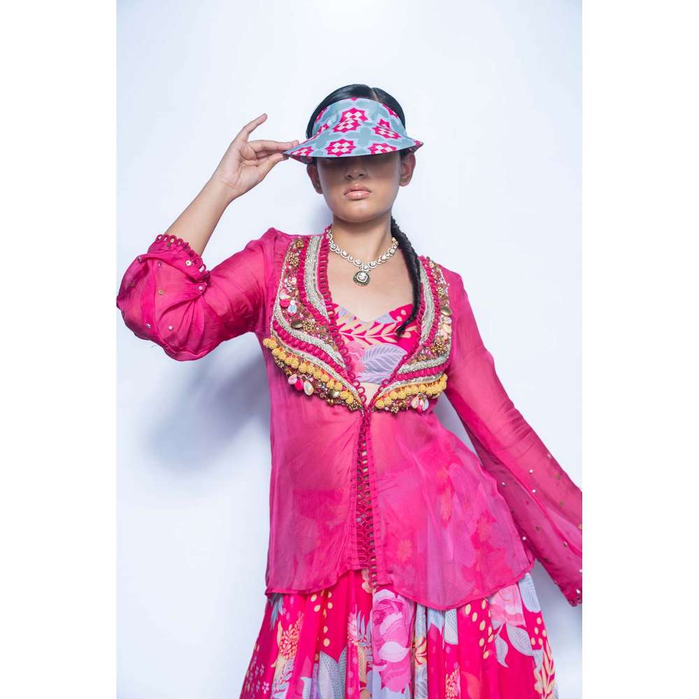 Rishi & Vibhuti Rani Rush Printed Lehenga with Blouse & Jacket