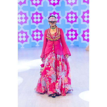 Rishi & Vibhuti Rani Rush Printed Lehenga with Blouse & Jacket