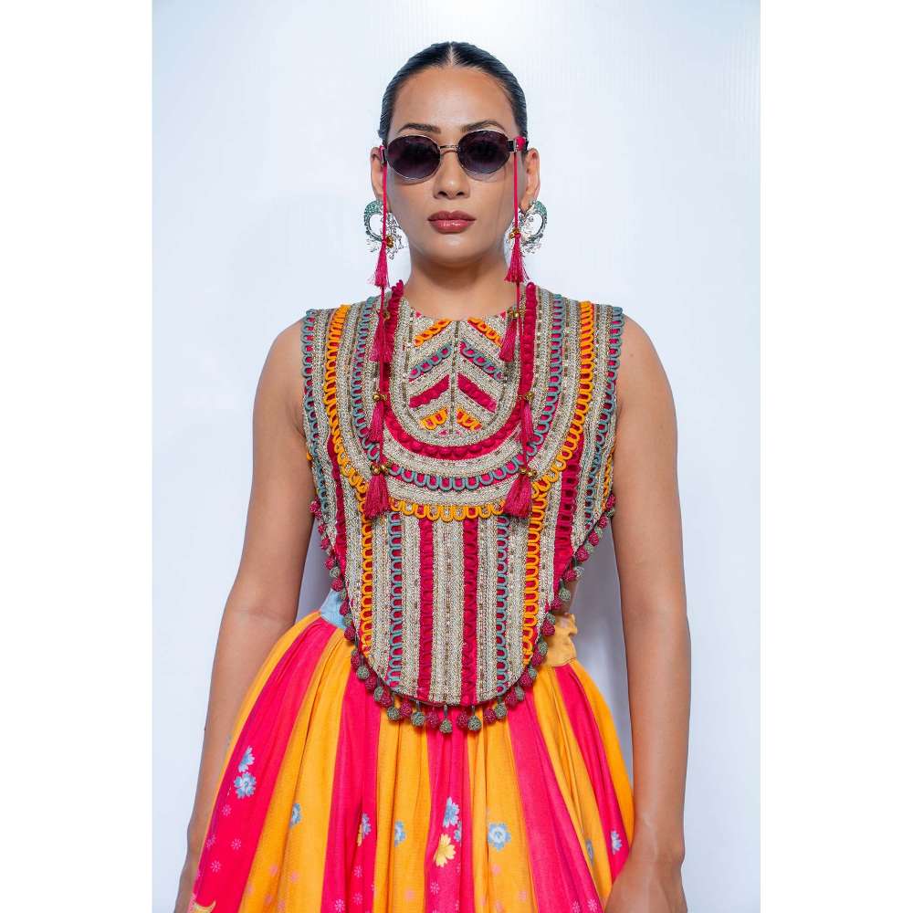 Rishi & Vibhuti Orchid Printed Lehenga with Top