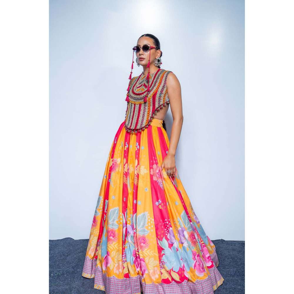 Rishi & Vibhuti Orchid Printed Lehenga with Top