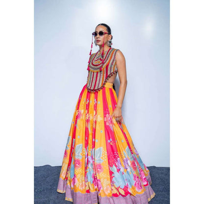 Rishi & Vibhuti Orchid Printed Lehenga with Top