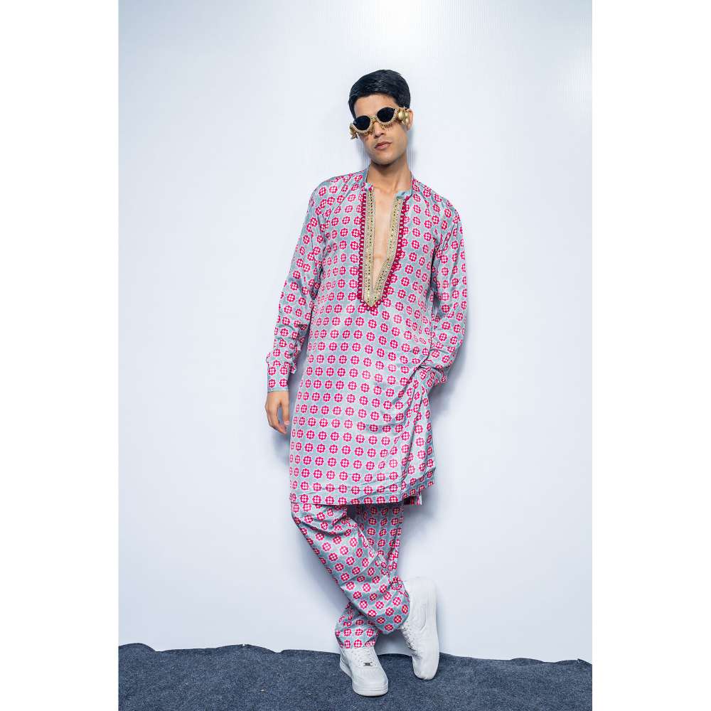 Rishi & Vibhuti Regalia Mirror Work Printed Kurta & Pant