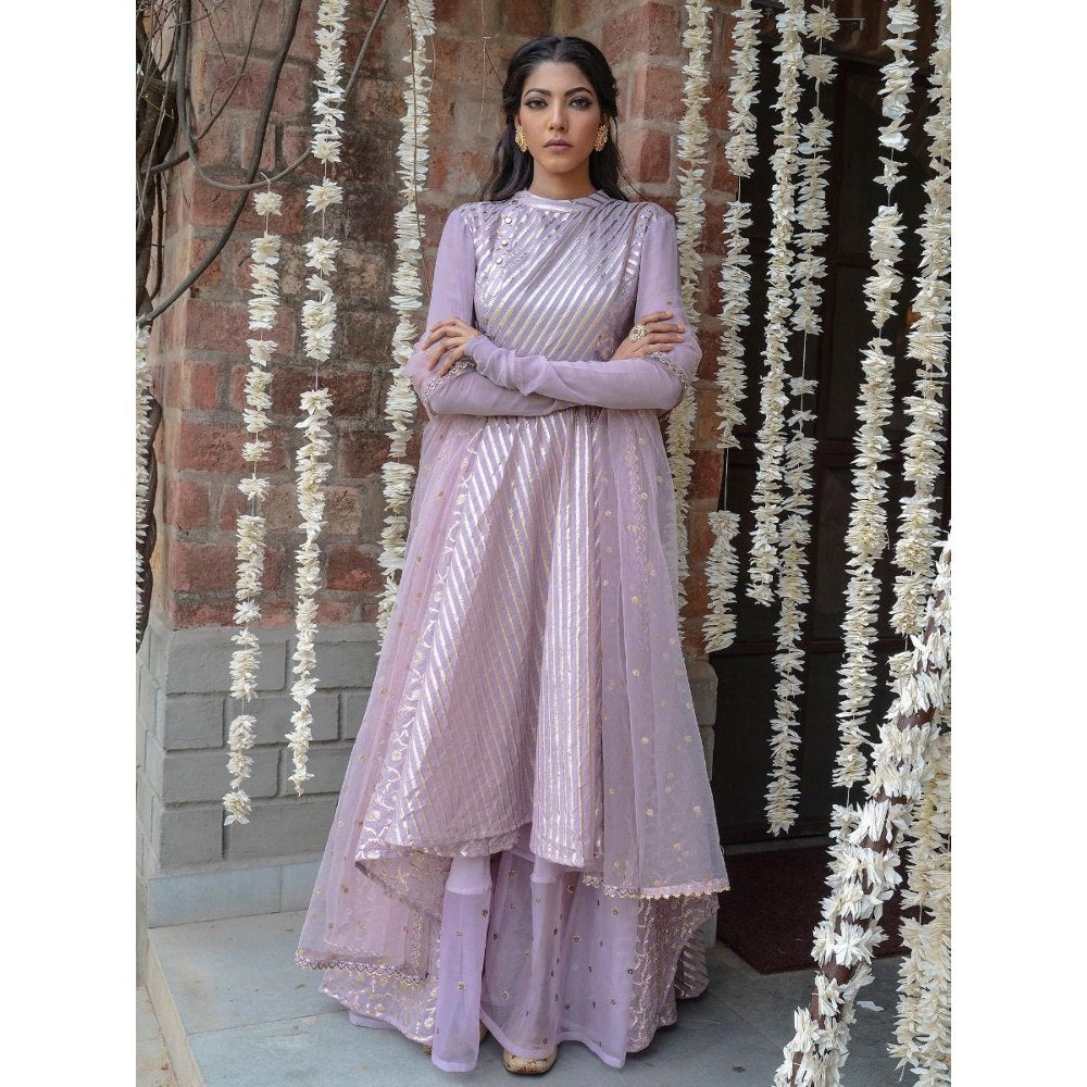 Rishi & Vibhuti Purple Anarkali With Palazzo (Set of 2)