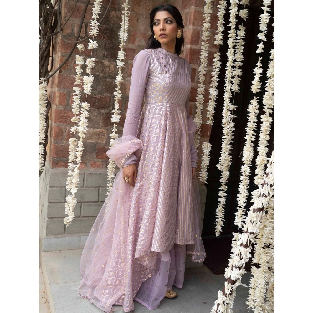 Rishi & Vibhuti Purple Anarkali With Palazzo (Set of 2)