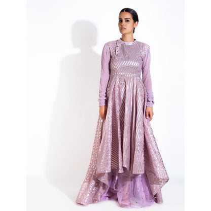 Rishi & Vibhuti Purple Anarkali With Palazzo (Set of 2)
