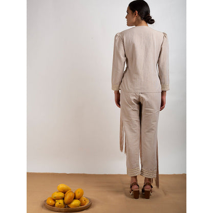 Rishi & Vibhuti Beige Tinsel Tunic