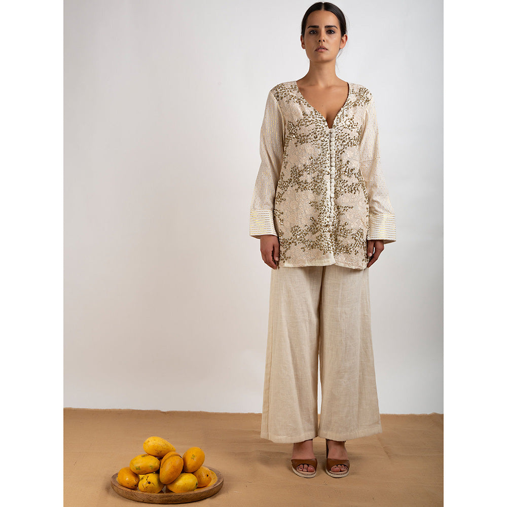 Rishi & Vibhuti Cream Full Sleeves Kurta