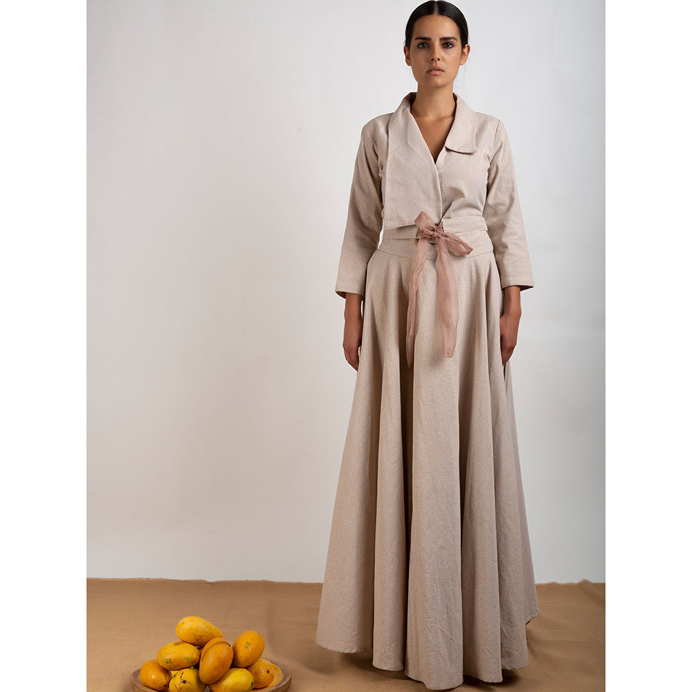 Rishi & Vibhuti Beige Shirt & Skirt (Set of 2)