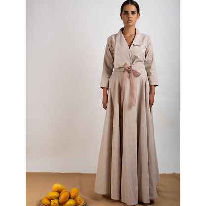 Rishi & Vibhuti Beige Shirt & Skirt (Set of 2)
