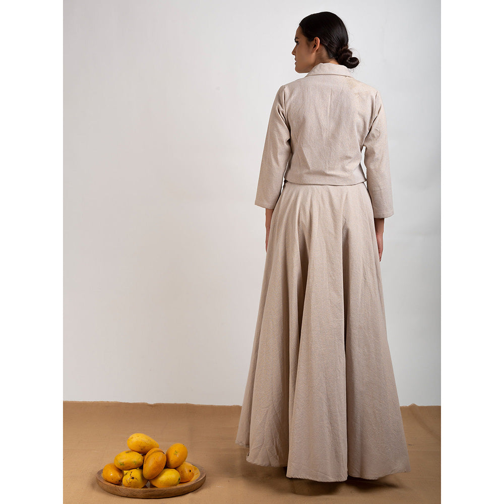 Rishi & Vibhuti Beige Shirt & Skirt (Set of 2)