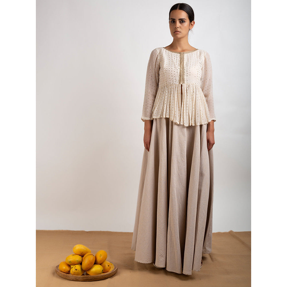 Rishi & Vibhuti Beige Scattered Gold Top