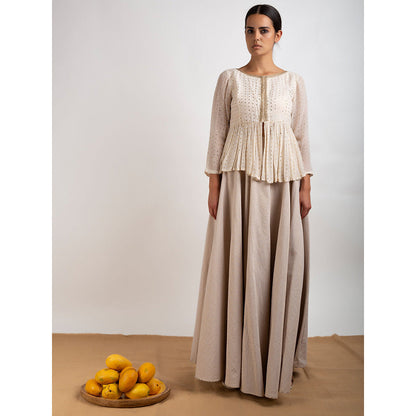 Rishi & Vibhuti Beige Scattered Gold Top