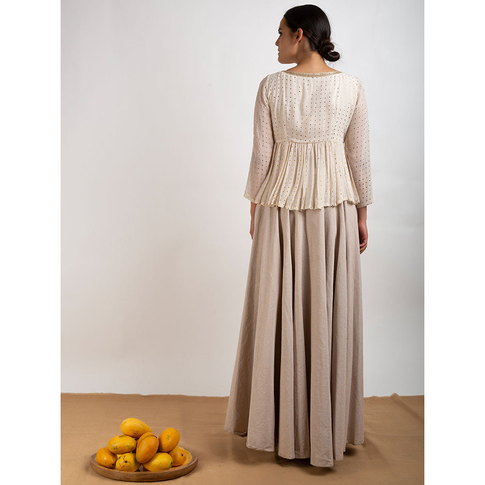 Rishi & Vibhuti Beige Scattered Gold Top