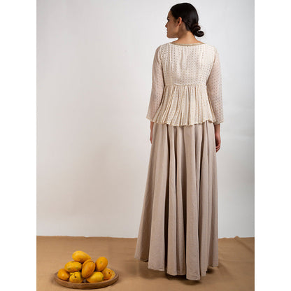 Rishi & Vibhuti Beige Scattered Gold Top