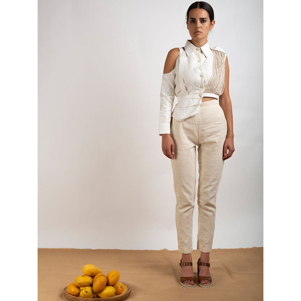 Rishi & Vibhuti White Shirt Front Button Placket