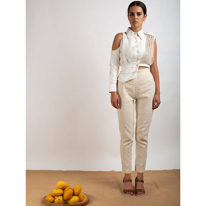 Rishi & Vibhuti White Shirt Front Button Placket