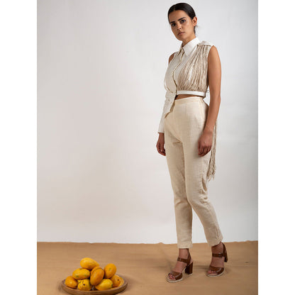 Rishi & Vibhuti White Shirt Front Button Placket