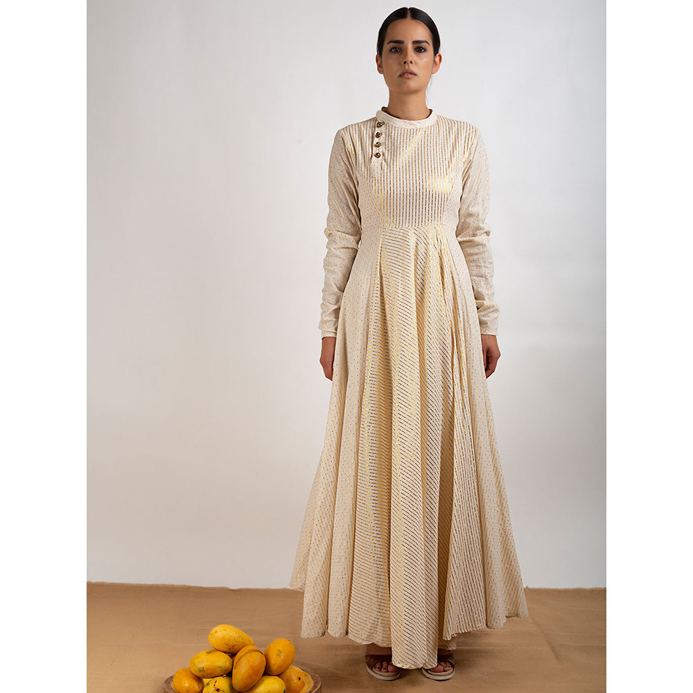 Rishi & Vibhuti Beige Mastani Long Sleeve Dress