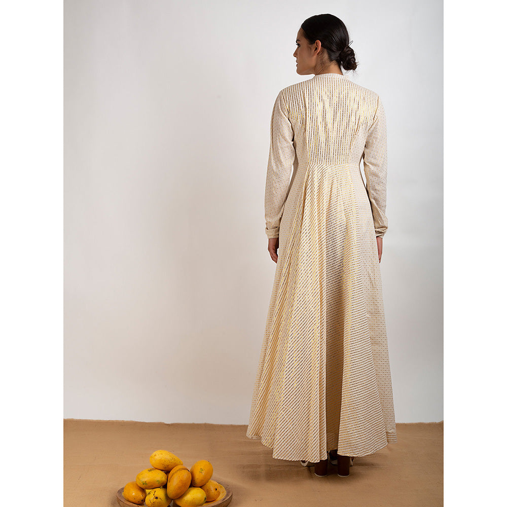 Rishi & Vibhuti Beige Mastani Long Sleeve Dress
