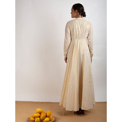 Rishi & Vibhuti Beige Mastani Long Sleeve Dress