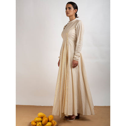 Rishi & Vibhuti Beige Mastani Long Sleeve Dress