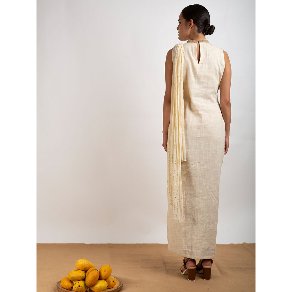 Rishi & Vibhuti Beige Afreen Maxi Dress